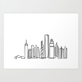 Hong Kong skyline in one draw Art Print