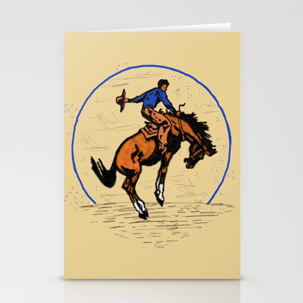 Full Moon Bronc & Cowboy Stationery Cards