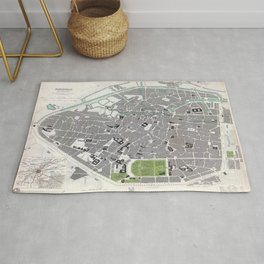 Plan of Brussels - 1837 Vintage pictorial map Area & Throw Rug