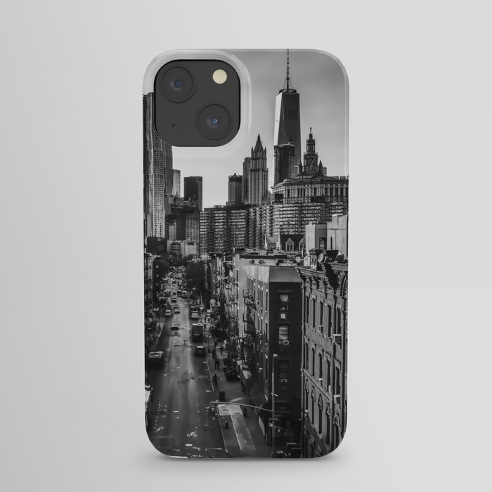 New York City skyline and Chinatown neighborhood in Manhattan black and white iPhone Case