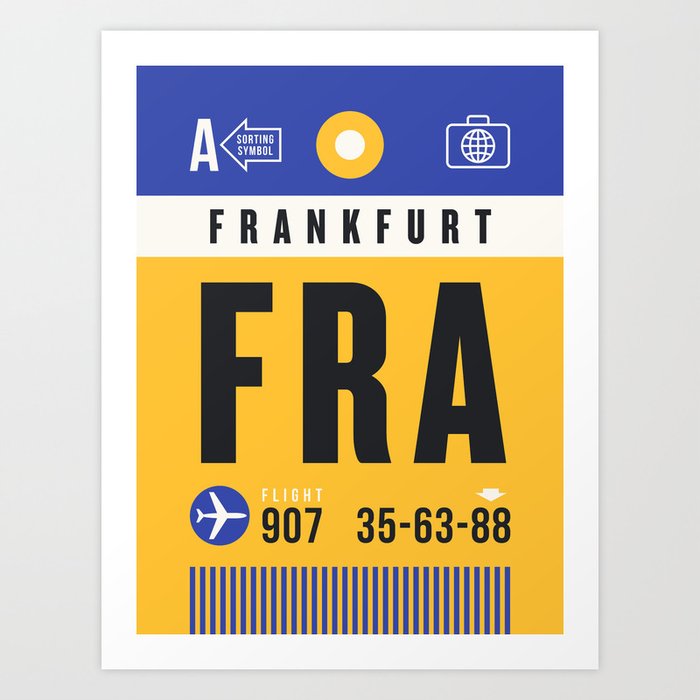 Luggage Tag A - FRA Frankfurt Germany Art Print