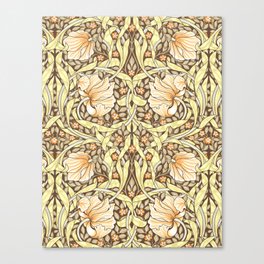 Reconstructed Pimpernel Pattern Yellow And Brown  By William Morris Canvas Print