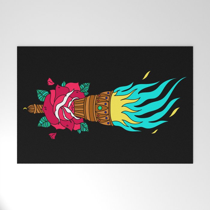 TORCHED ROSE Welcome Mat
