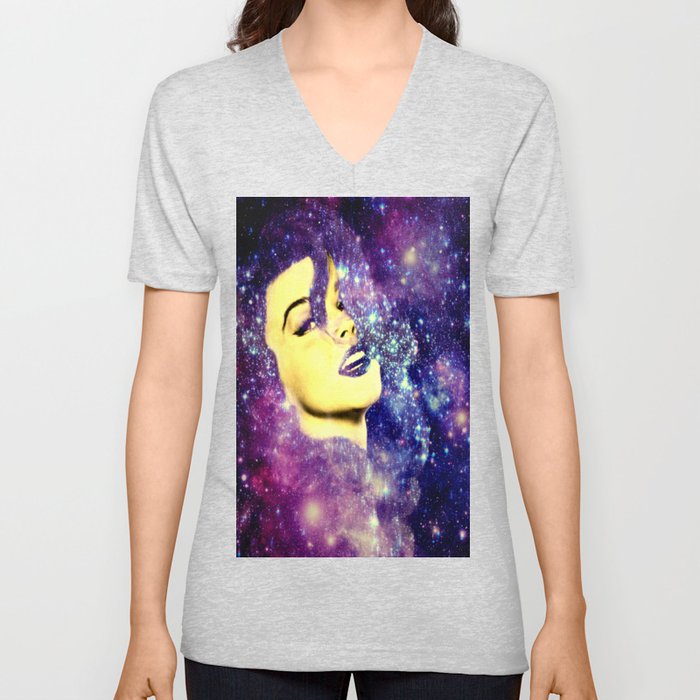 Baby, You're A Star : Purple Blue Galaxy V Neck T Shirt