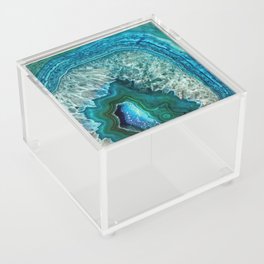 Aqua turquoise agate mineral gem stone Acrylic Box