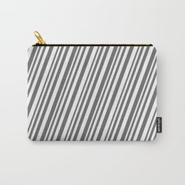 [ Thumbnail: Dim Gray & White Colored Lines/Stripes Pattern Carry-All Pouch ]