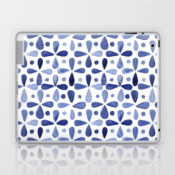 Imperfect Geometry Blue Petal Grid Laptop & iPad Skin