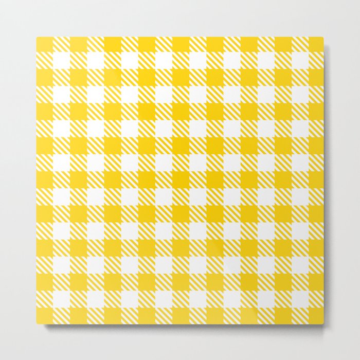 Plaid Pattern 512 Yellow Metal Print