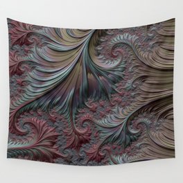Fractal Elegance Wall Tapestry | Teal, Taupe, Fractal Pillows, Abstract, Fractal Rugs, Contemporary, Fractal Decor, Brown, Wall Decor, Pink 