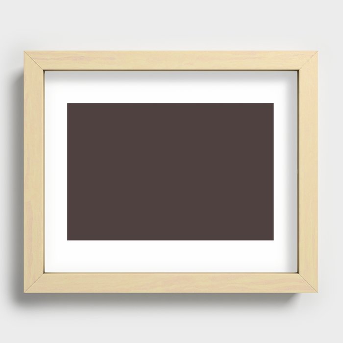 Dark Gray Brown Solid Color Pantone Mole 19-1106 TCX Shades of Black Hues Recessed Framed Print