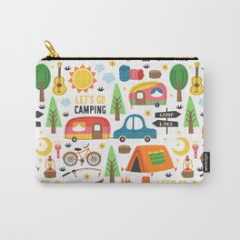 Let’s Go Camping Retro Vintage Pattern Carry-All Pouch
