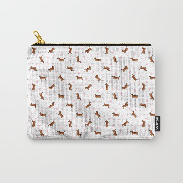 Dachshund Pattern - White Carry-All Pouch