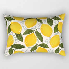 Mediterranean Summer Lemons Pattern Rectangular Pillow