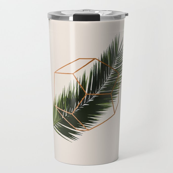 Palm + Geometry | Tropical Botanical Nature Plants Beachy | Gold Abstract Graphic Eclectic Boho Travel Mug