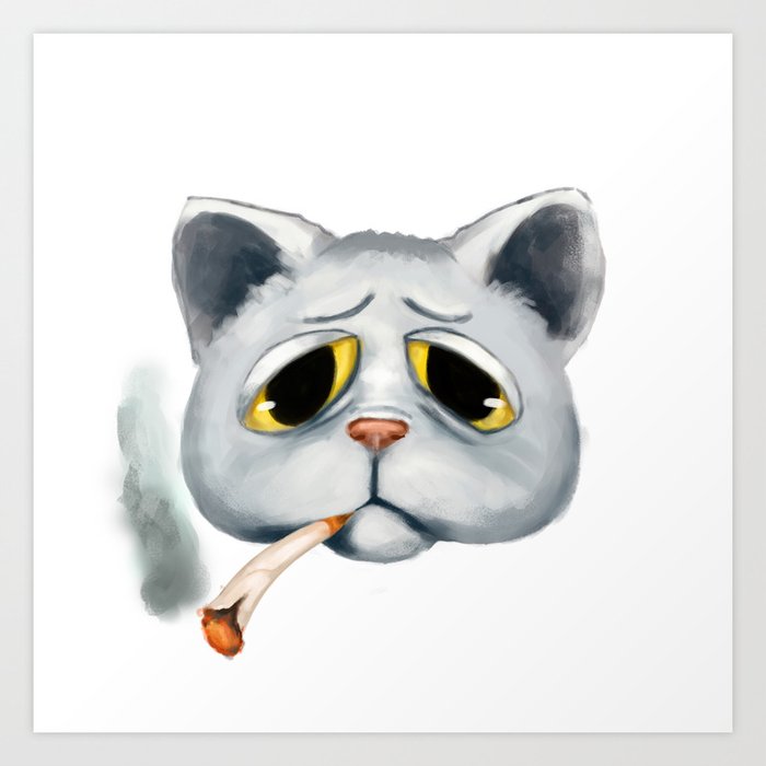 Sad Cat Illustration Art Print By Infernal Tulip Society6 I make the necessary for my shipments have the best possible protection : sad cat illustration art print by infernal tulip
