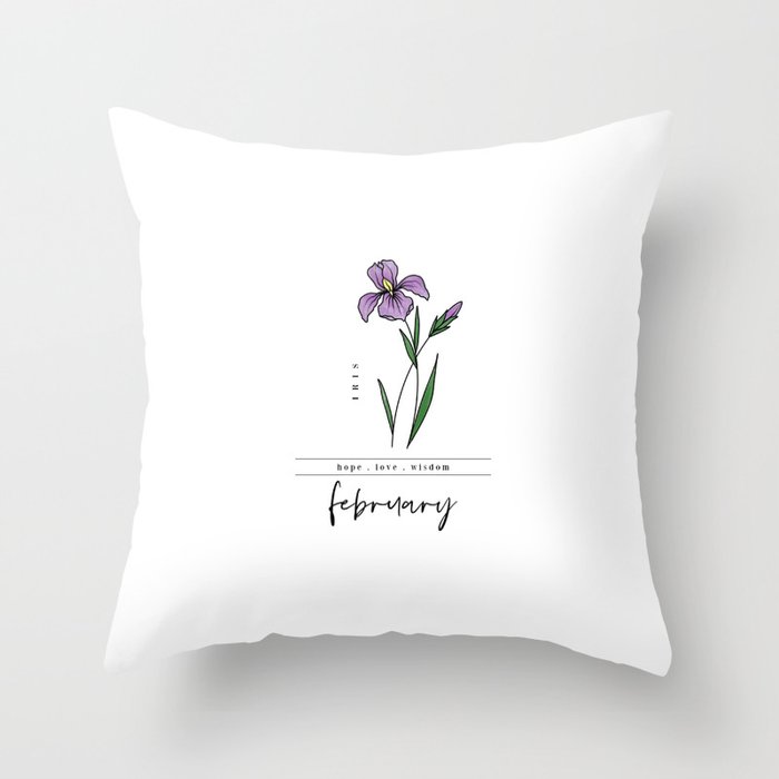 February Birth Flower | Iris Throw Pillow