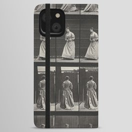Photography Plates of Woman Walking with Bouquet, Vintage Modeling and Movement iPhone Wallet Case