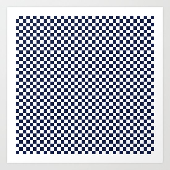 Indigo Navy Blue Checks Art Print