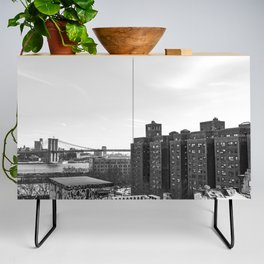 New York City | Brooklyn Bridge NYC | Black and White Photography Credenza