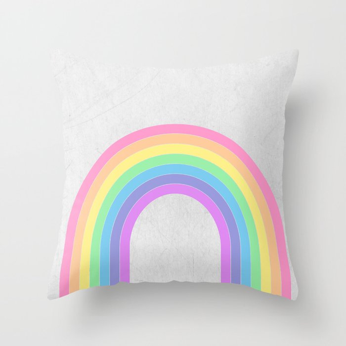 Funky Quirky Cute Cozy Maximalist Pastel Rainbow Ombre Gray Grey Cotton Candy Bubble Gum Summer Throw Pillow