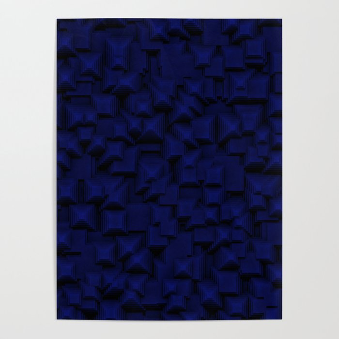 Dark Blue Square Optical Illusion Poster