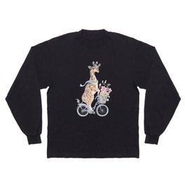 Sublimation Design, Giraffe, PNG Clipart, Giraffe on the bicycle, New Baby Card Design Long Sleeve T-shirt