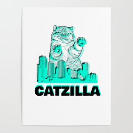CATZILLA | BLACK AND BLUE Poster