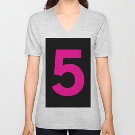Number 5 (Magenta & Black) V Neck T Shirt