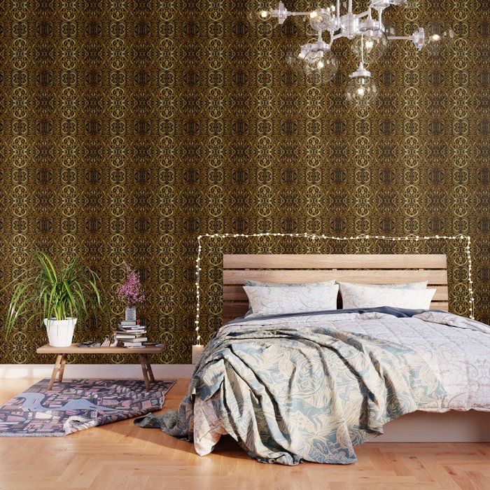 Gold Filigree Arabic Pattern Unique and Elegant Design II Wallpaper