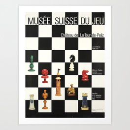 Nostalgia musee suisse du jeu chateau de la Art Print | La, Du, Retro, Digital, 50159, De, Echecs, Typography, Jeu, Peilz 