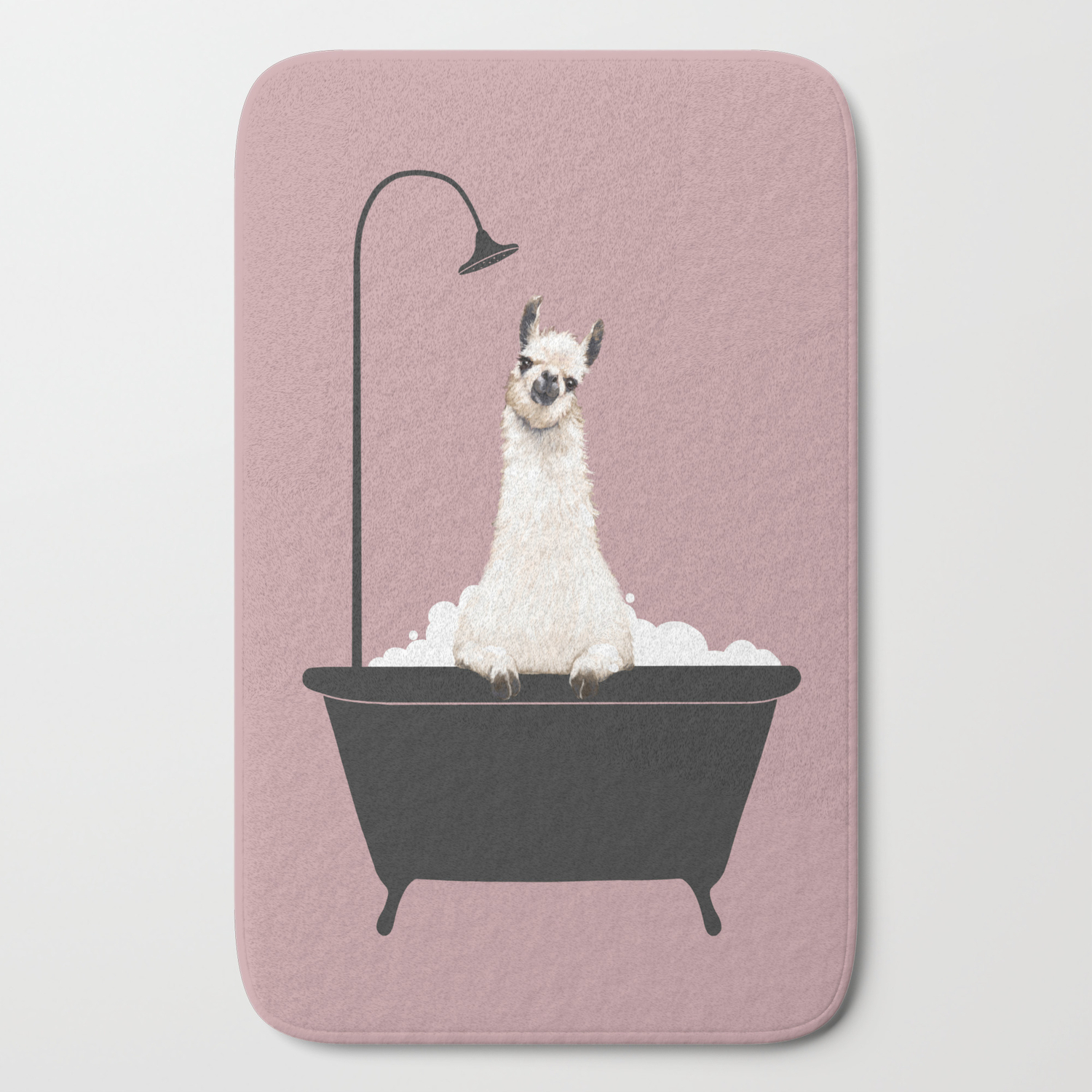 Llama In Bathtub Bath Mat By Bignosework Society6