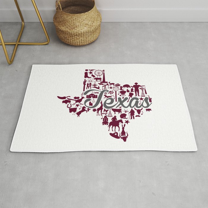 Texas A&M Landmark State - Maroon and Gray Texas A&M Theme Rug