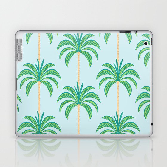 Palm Tree Pattern in Sky Blue Background Laptop & iPad Skin