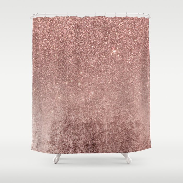 Girly Glam Pink Rose Gold Foil And, Rose Gold Shower Curtains
