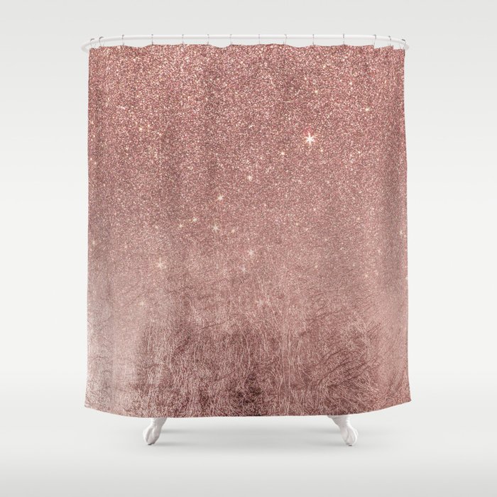 Girly Glam Pink Rose Gold Foil And Glitter Mesh Shower