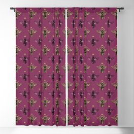 Burgundy Bees Pattern Blackout Curtain