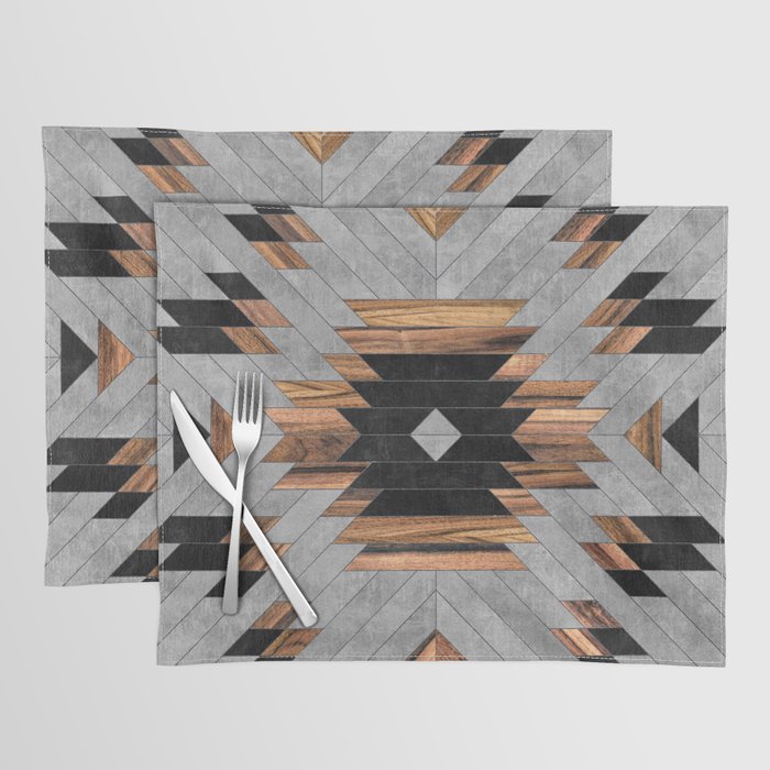 Urban Tribal Pattern No.6 - Aztec - Concrete and Wood Placemat