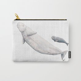 Beluga and baby beluga whale Carry-All Pouch