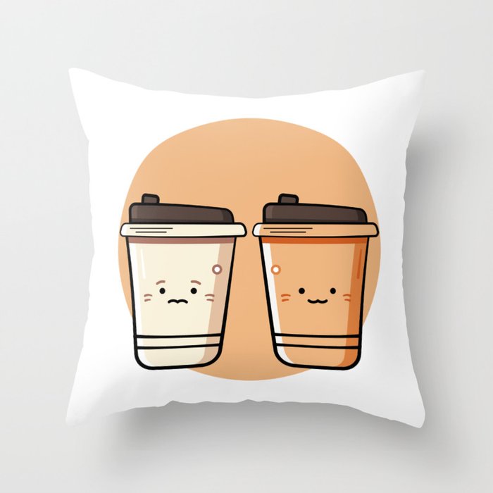 Happy Coffee Cups Throw Pillow