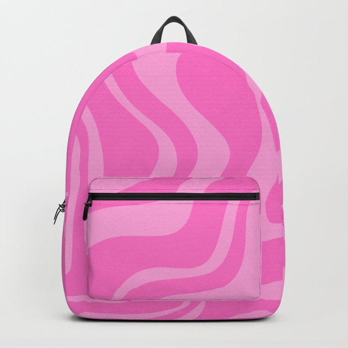 Retro Liquid Swirl Abstract Pattern in Double Y2K Pink Backpack
