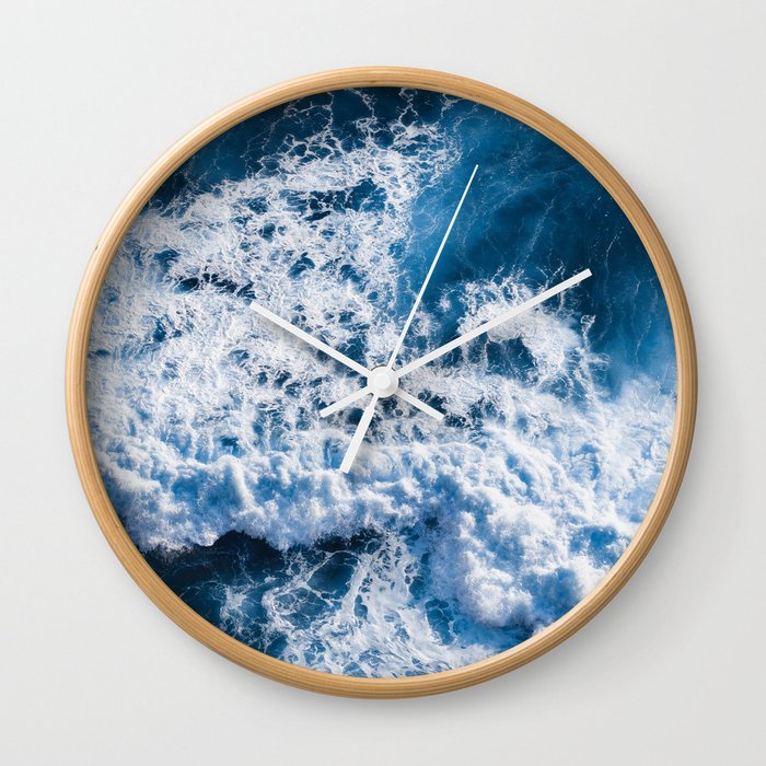 Dark Blue Ocean Waves With White Foam Wall Clock