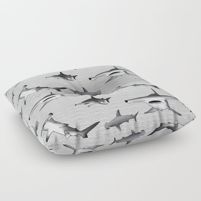 Hammerrhead Shark Pattern in black and White Floor Pillow