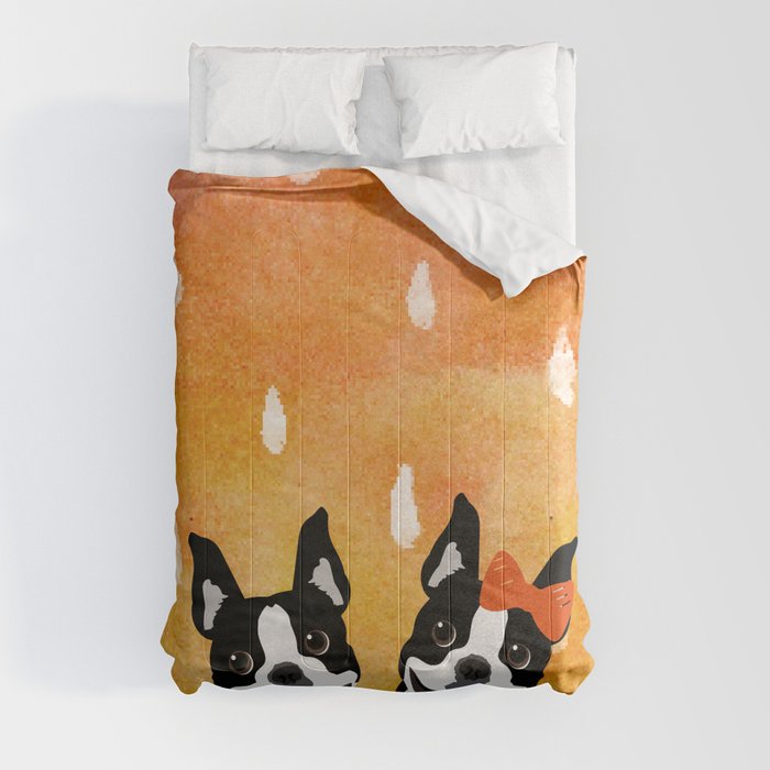 Boston Terriers Watercolor Comforter