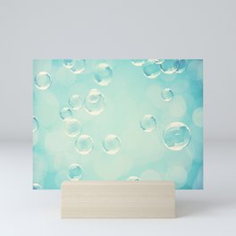 Bubble Photography, Laundry Room Soap Bubbles, Aqua Teal Bathroom Photography Mini Art Print