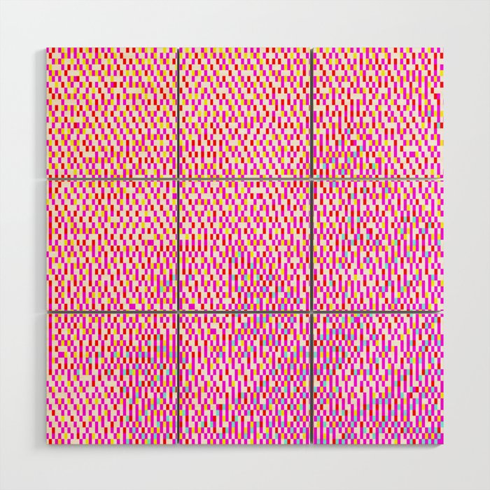 Retro Magenta to Purple Colorful Pixel Noise Abstract Artwork Wood Wall Art