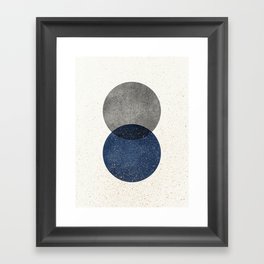 Circle Abstract - Grey Navy Texture Framed Art Print