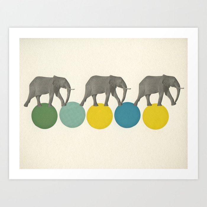 Travelling Elephants Art Print by Cassia Beck | Society6