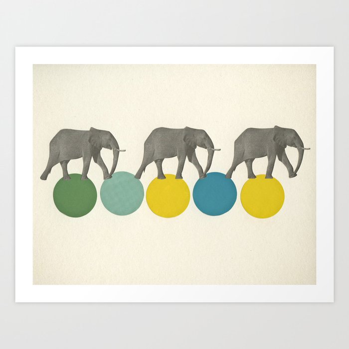 Travelling Elephants Art Print