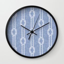 nautical square knots - blue Wall Clock