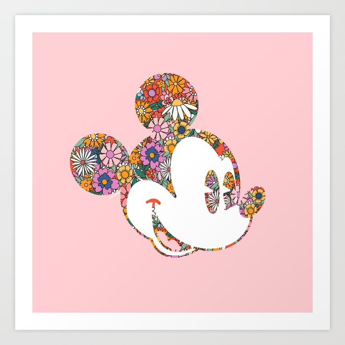 "Floral Mickey Mouse" by Andrea Lauren Art Print